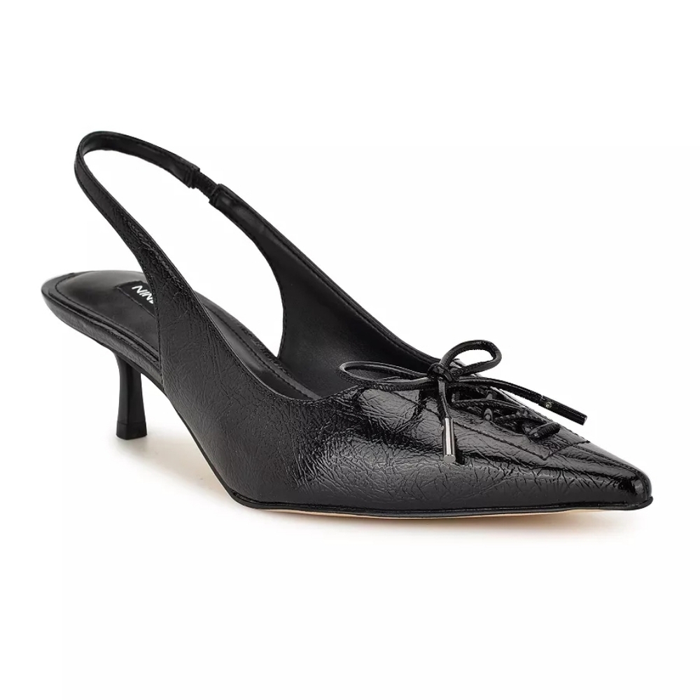 Nine West Black Quilted Slingback Heels